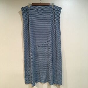 Sonoma Striped Maxi Skirt Womens 1X Blue Nautical Coastal Modest Long Casual